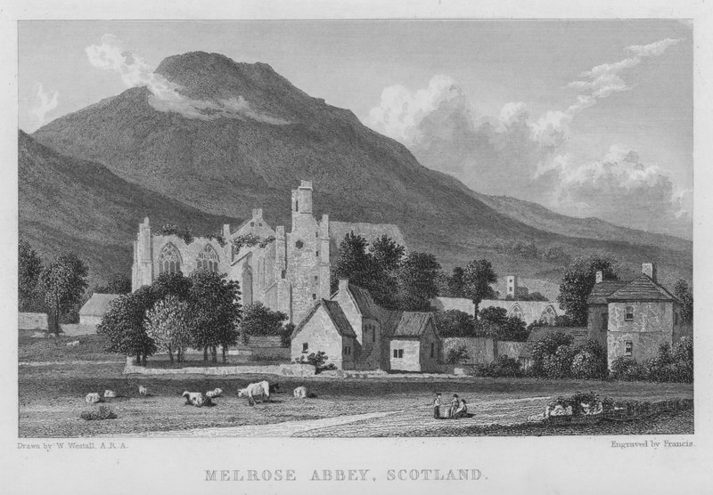 Melrose Abbey, Skottland (gravyr) av William (after) Westall