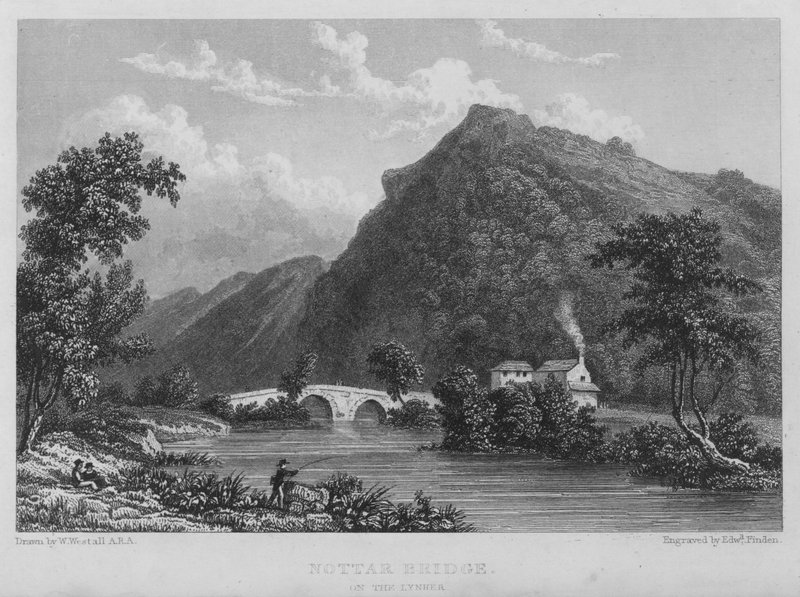 Nottar Bridge, på Lynher (gravyr) av William (after) Westall