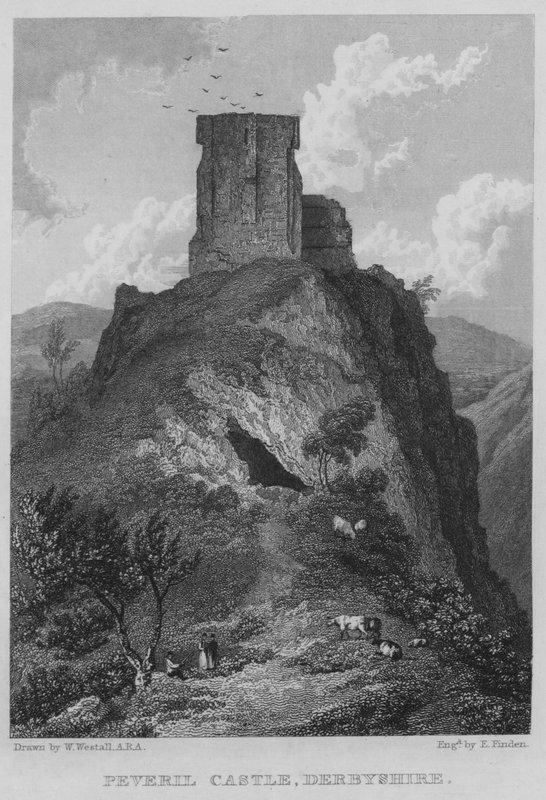 Peveril Castle, Derbyshire (gravyr) av William (after) Westall