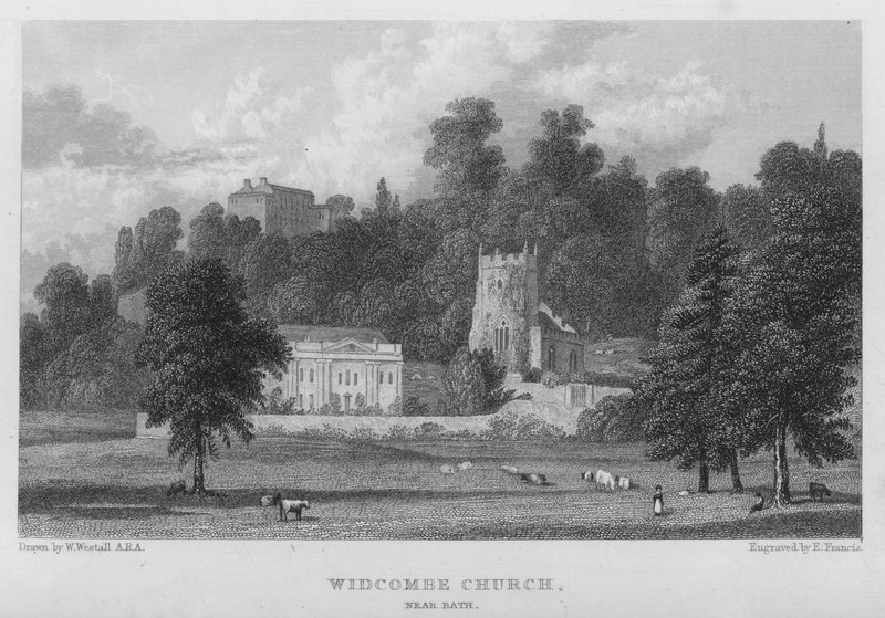 Widcombe Church, nära Bath (gravyr) av William (after) Westall