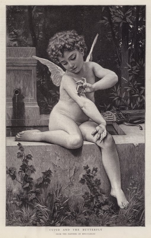Amor och fjärilen (litho) av William Adolphe (after) Bouguereau