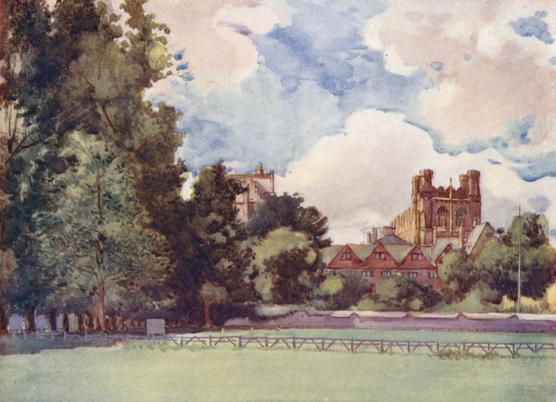 Christchurch Meadows, den fashionabla semesterorten när "Tom Brown" och "Verdant Green" var studenter (färglitografi) av William Ainsworth Wildman