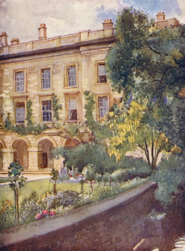 Magdalen College Nya byggnader som gränsar till Magdalens lundar (färglitografi) av William Ainsworth Wildman