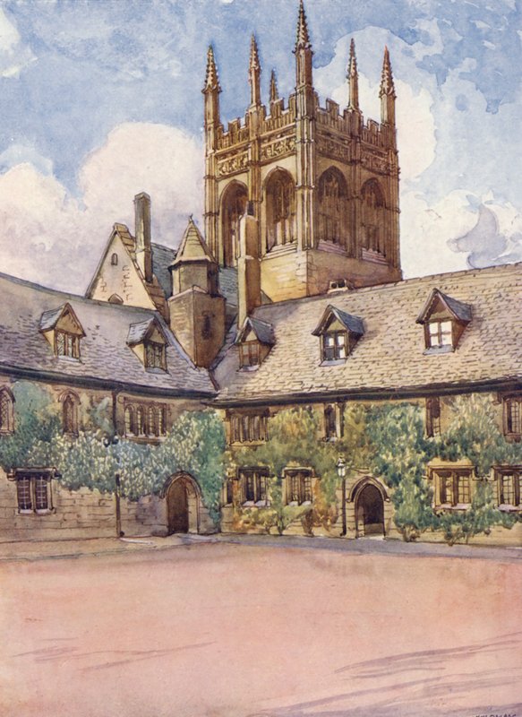 "Mob quad", Merton College (färglitografi) av William Ainsworth Wildman