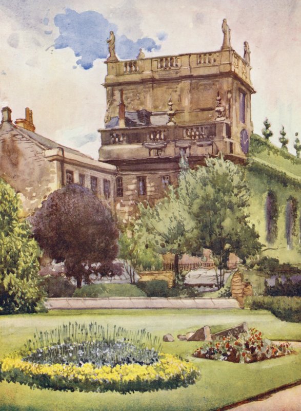 Trinity College från Balliol Fellows trädgård (färglitografi) av William Ainsworth Wildman