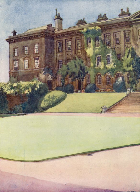 Worcester College, framsidan av kvadranten (färglitografi) av William Ainsworth Wildman
