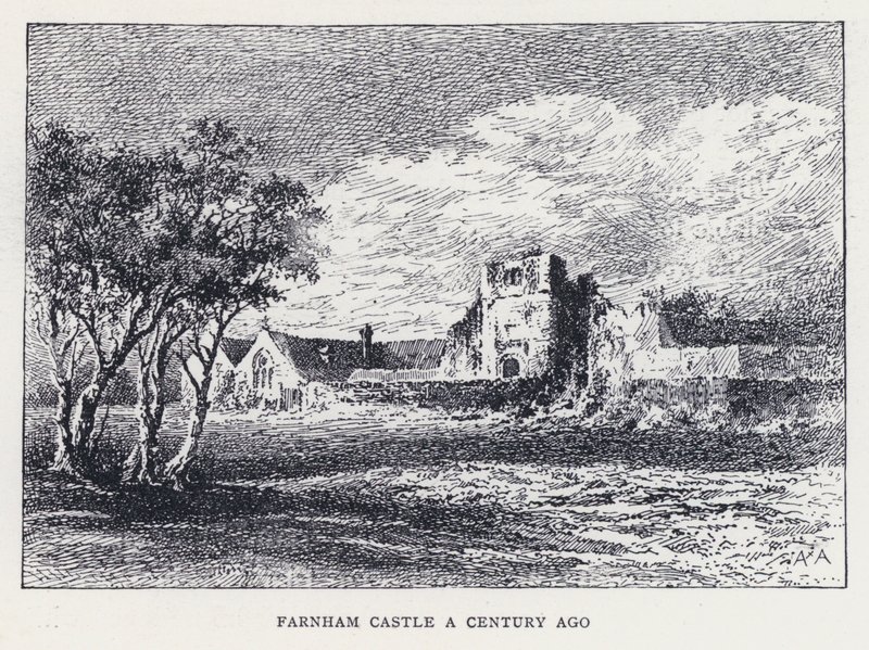 Farnham Castle för ett sekel sedan (gravyr) av William Alexander Ansted
