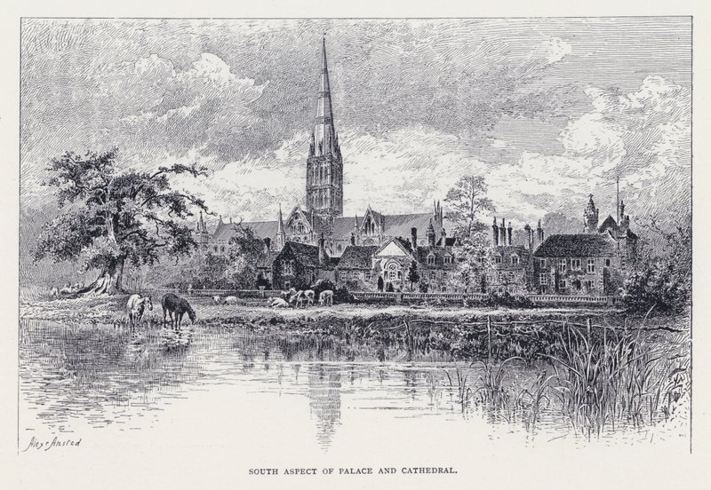 Södra aspekten av palats och katedral (gravyr) av William Alexander Ansted