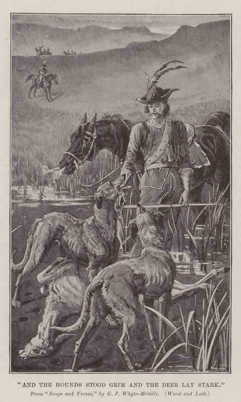 Hundarna stod grymma och hjorten låg naken. av William Barnes Wollen