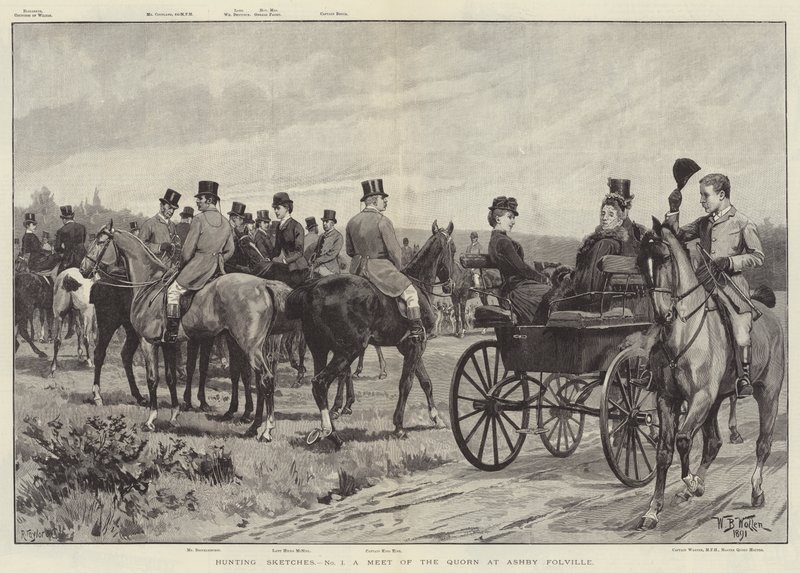 Hunting Sketches, a Meet of the Quorn i Ashby Folville av William Barnes Wollen