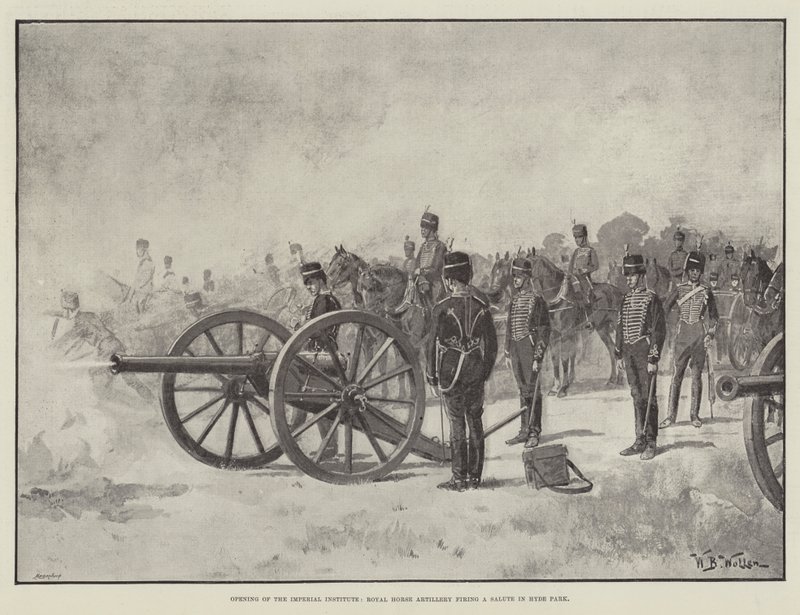 Invigning av Imperial Institute, Royal Horse Artillery avlossar en salut i Hyde Park av William Barnes Wollen
