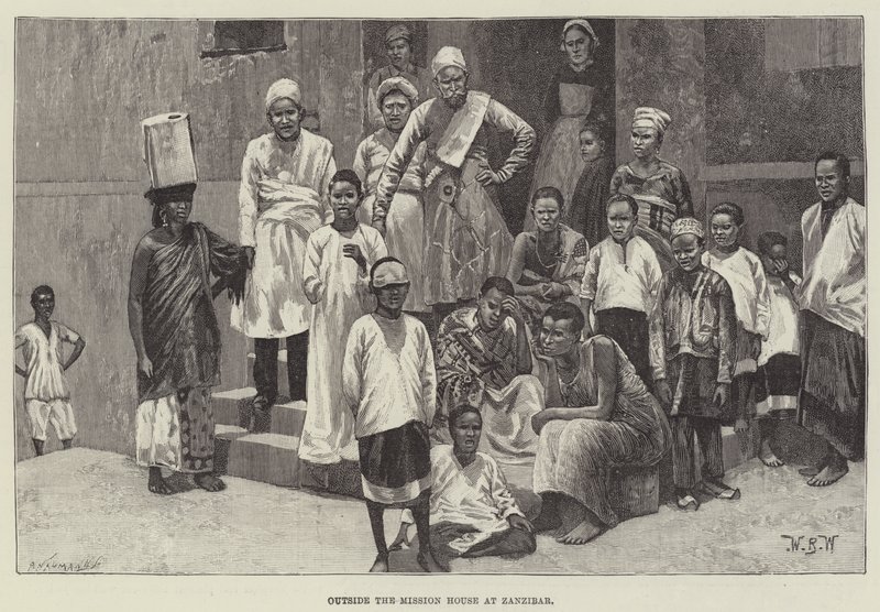 Utanför missionshuset på Zanzibar av William Barnes Wollen