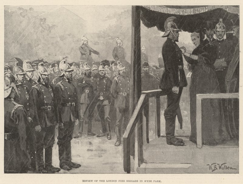 Recension av London Fire Brigade i Hyde Park av William Barnes Wollen