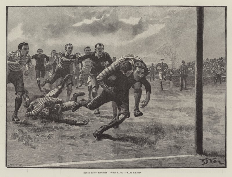 Rugby Union Football, väl frälst! Hårda linjer! av William Barnes Wollen