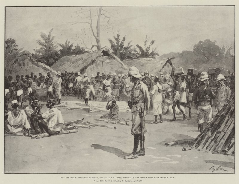 Ashanti-expeditionen, Akroful, den andra stoppstationen på mars från Cape Coast Castle av William Barnes Wollen