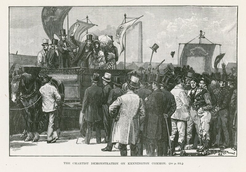 Chartistdemonstrationen på Kennington Common, London av William Barnes Wollen