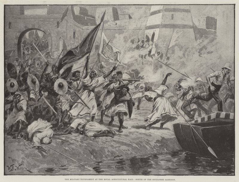 Den militära turneringen i Royal Agricultural Hall, den soudanesiska garnisonens sorti av William Barnes Wollen