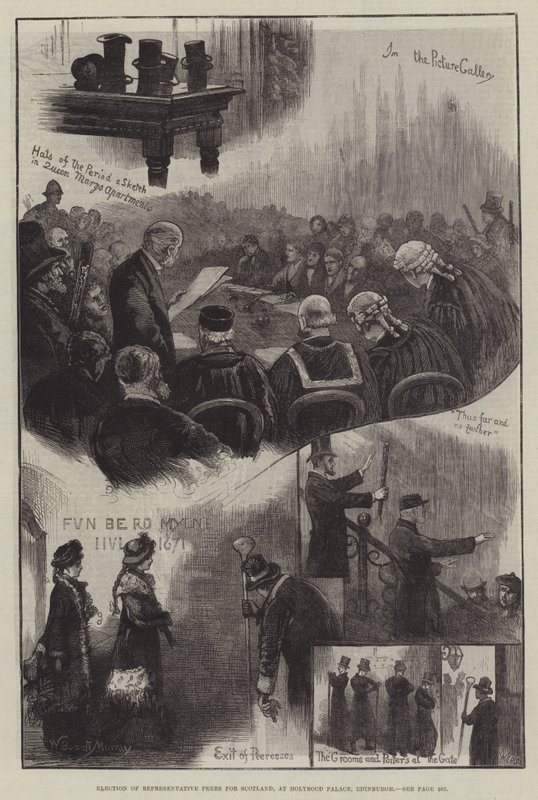 Val av representativa Peers för Skottland, i Holyrood Palace, Edinburgh av William Bazett Murray