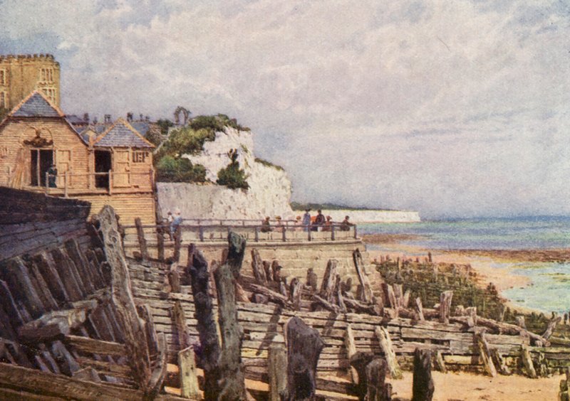 En gammal bit av Broadstairs från piren (färglitografi) av William Biscombe Gardner