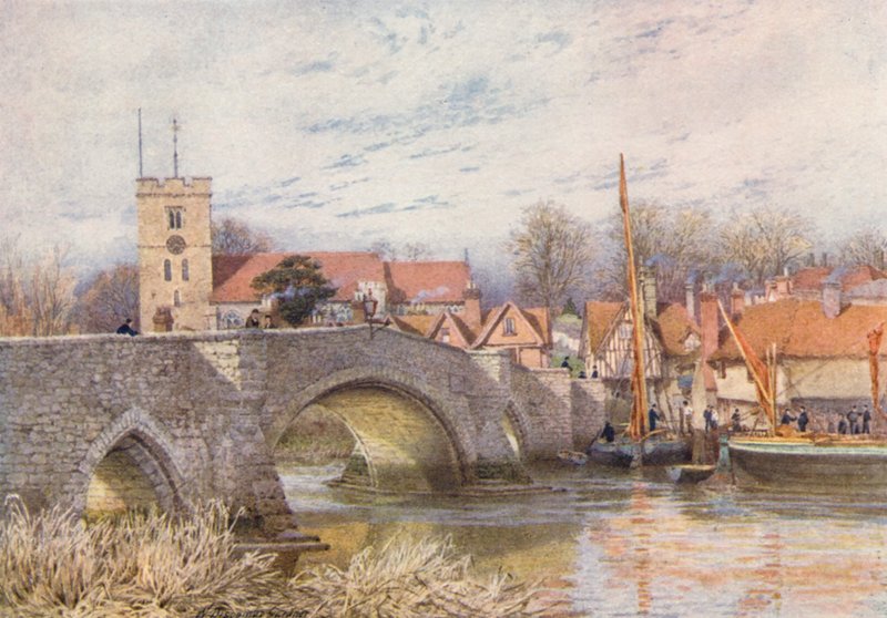Aylesford Bridge (färglitografi) av William Biscombe Gardner