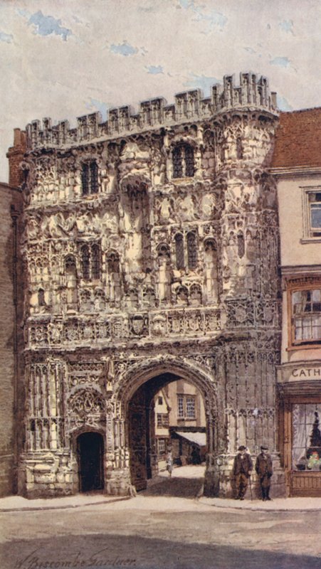 Christ Church Gate, Canterbury (färglitografi) av William Biscombe Gardner