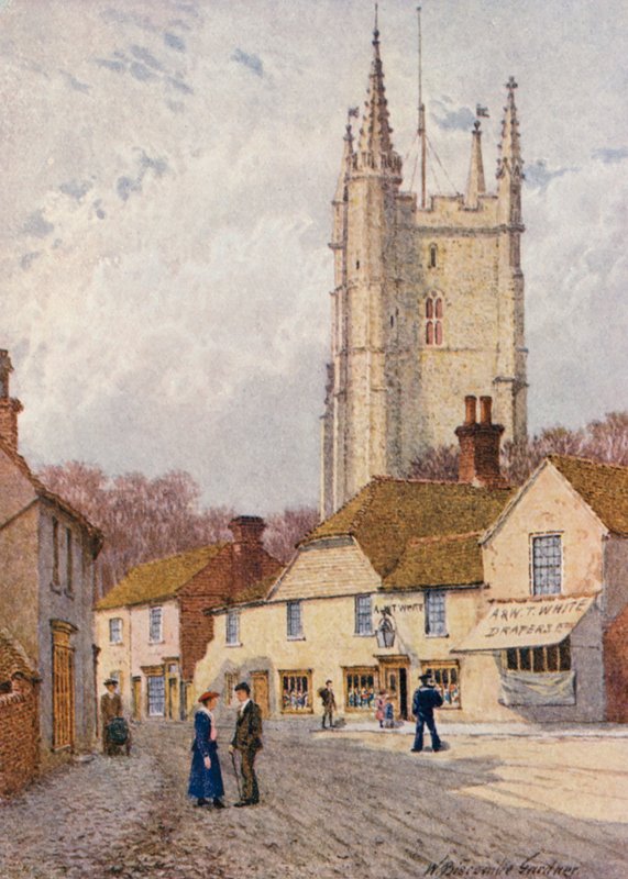 Coronation Square, Lydd (färglitografi) av William Biscombe Gardner