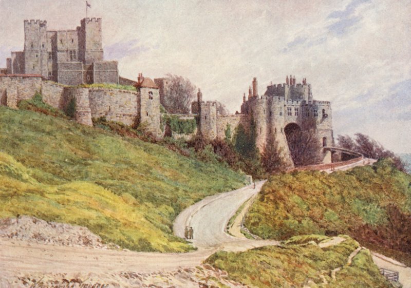 Dovers slott från Castle Hill (färglitografi) av William Biscombe Gardner