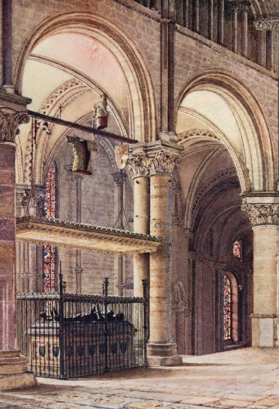 Edward den svarte prinsens grav i Trinity Chapel, Canterbury Cathedral (färglitografi) av William Biscombe Gardner