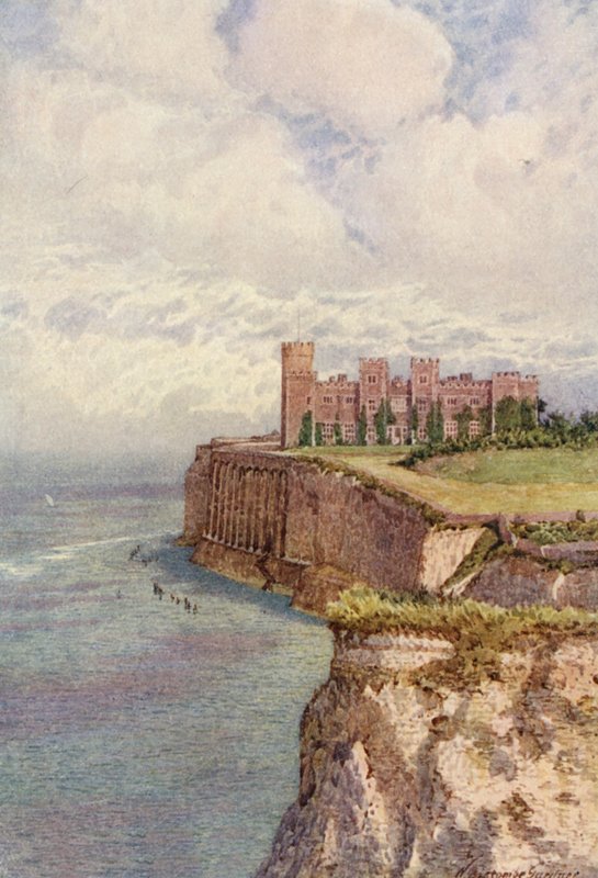 Kingsgate Castle från väster (färglitografi) av William Biscombe Gardner