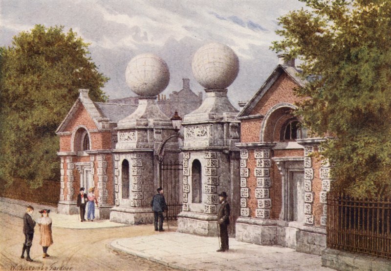 Huvudentrén, Royal Naval College, Greenwich (färglitografi) av William Biscombe Gardner