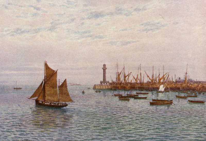 Margate Harbour (färglitografi) av William Biscombe Gardner