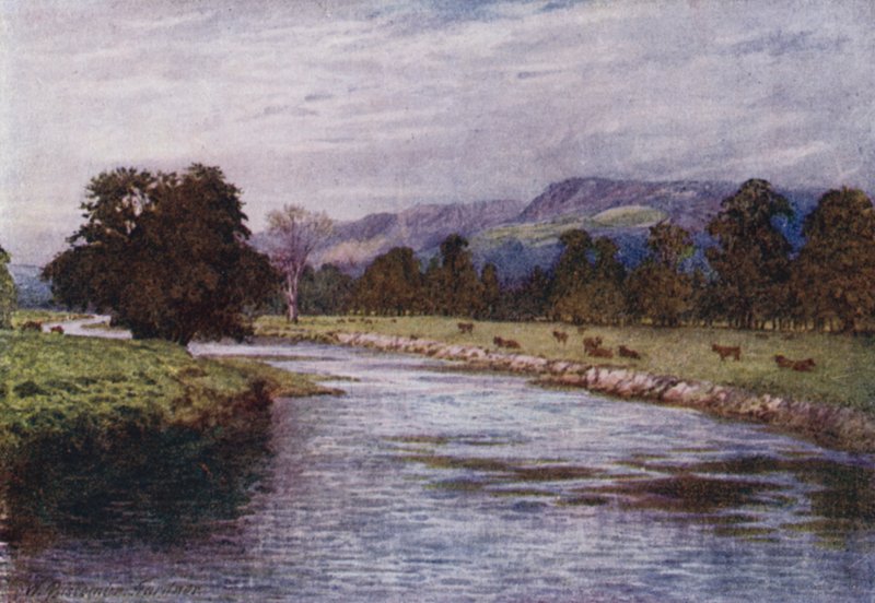 On the Derwent, Chatsworth Park (färg litho) av William Biscombe Gardner