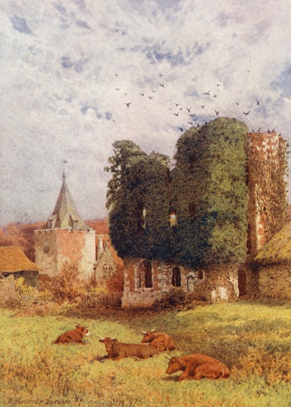 Otford Castle and Church (färglitografi) av William Biscombe Gardner