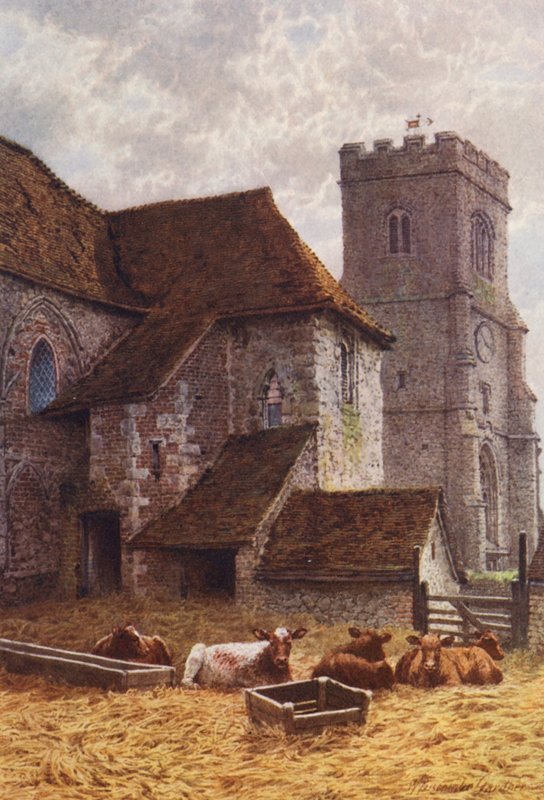 Resterna av ärkebiskopens palats, Charing (färglitografi) av William Biscombe Gardner