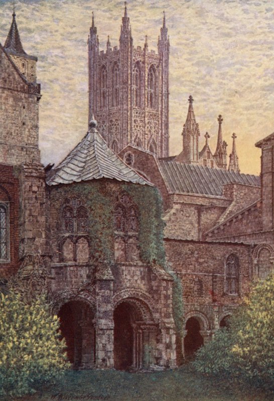 Dopkapellet, katedralen i Canterbury (färglitografi) av William Biscombe Gardner