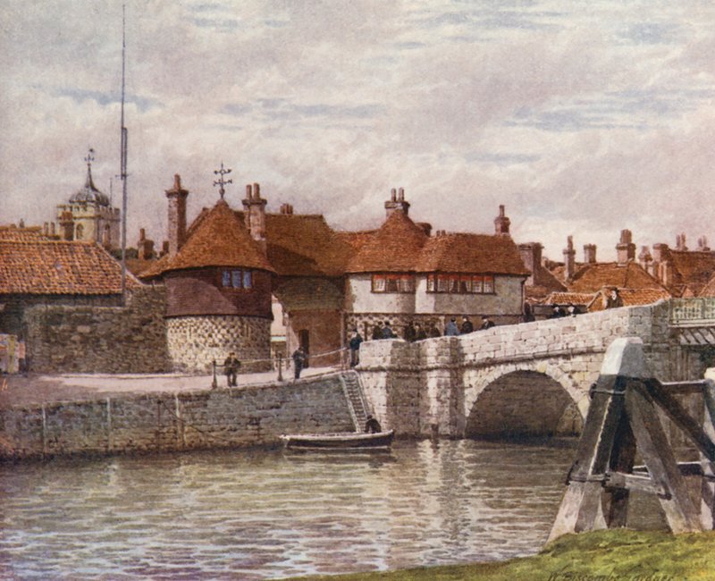 The Barbican, Sandwich (färglitografi) av William Biscombe Gardner