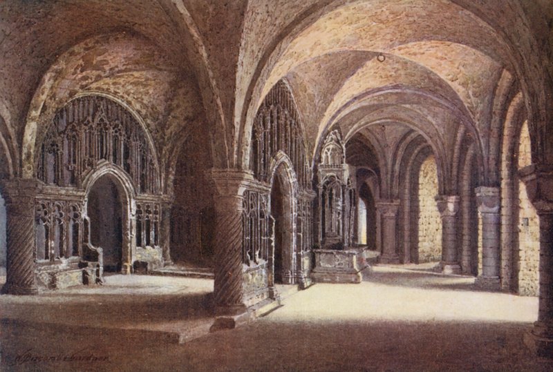 "Our Lady"-kapellet i undervåningen, Canterbury Cathedral (färglitografi) av William Biscombe Gardner