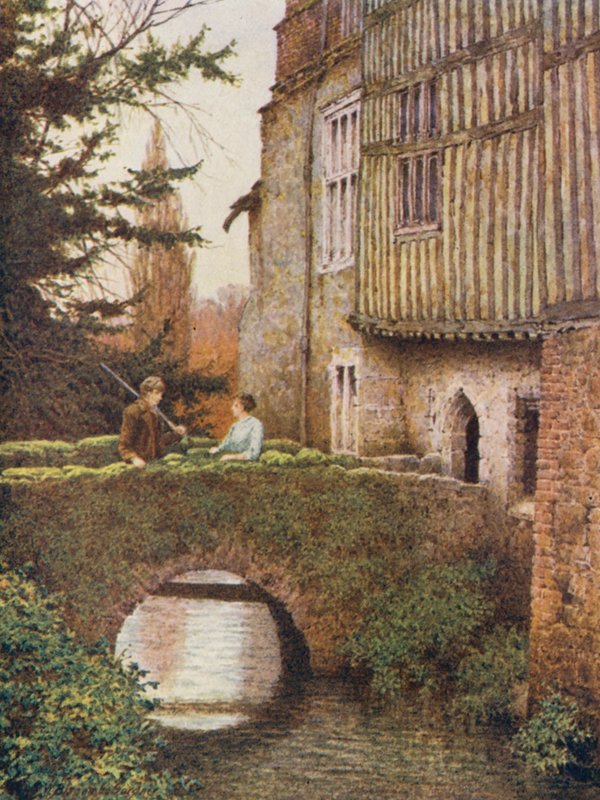 Östra sidan av Ightham Mote (färglitografi) av William Biscombe Gardner