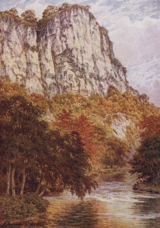 The High Tor, Matlock (färg litho) av William Biscombe Gardner