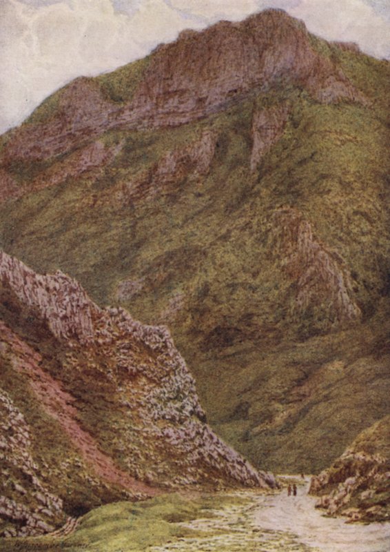 The Lion Rock i Winnats, mellan Castleton och Edale (färg litho) av William Biscombe Gardner