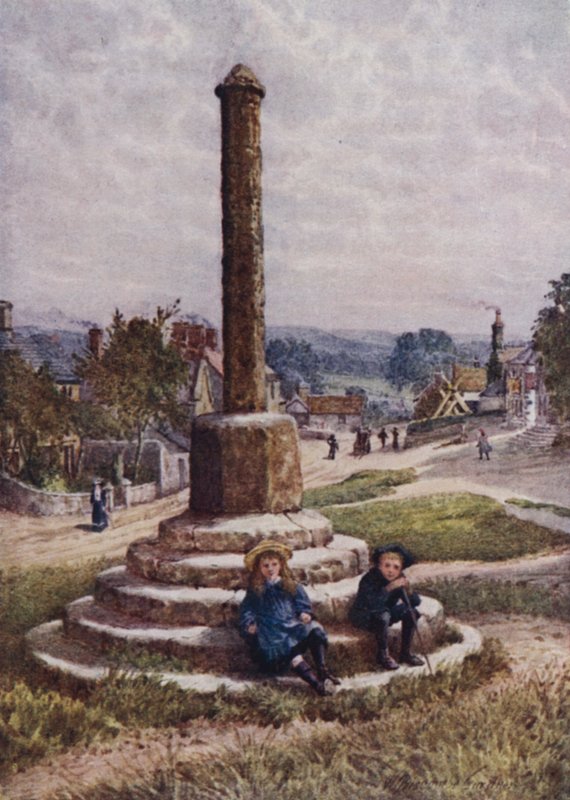 The Old Cross, Great Longstone (färg litho) av William Biscombe Gardner