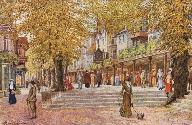 The Pantiles, Tunbridge Wells (färglitografi) av William Biscombe Gardner