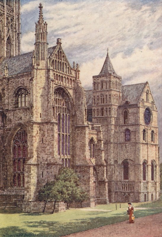 Den södra sidan av katedralen i Canterbury (färglitografi) av William Biscombe Gardner