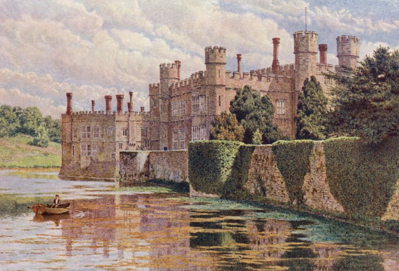 Västra framsidan av Leeds Castle (färglitografi) av William Biscombe Gardner