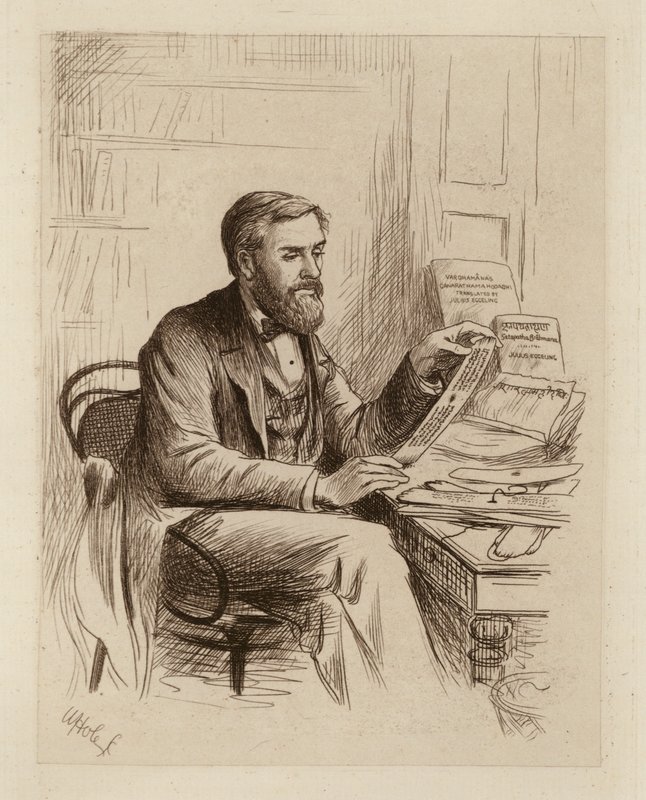 Julius Eggeling, professor i sanskrit och jämförande filologi (gravyr) av William Brassey (after) Hole