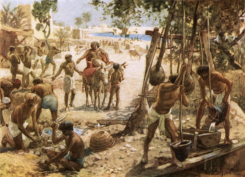 Israeliter gör tegelstenar i Egypten av William Brassey Hole
