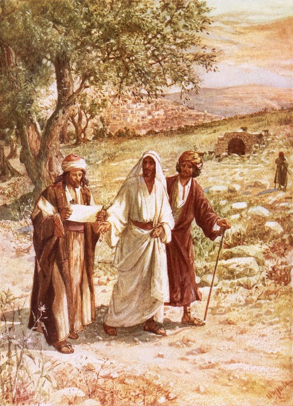 Jesus framträder för två lärjungar på vägen till Emmaus av William Brassey Hole
