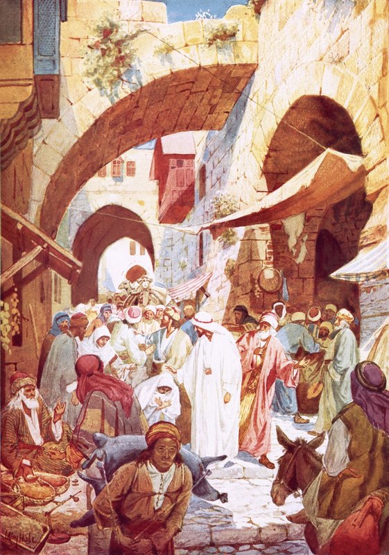 Jesus botade en kvinna i folkmassan när han var på väg till Jairus hus av William Brassey Hole