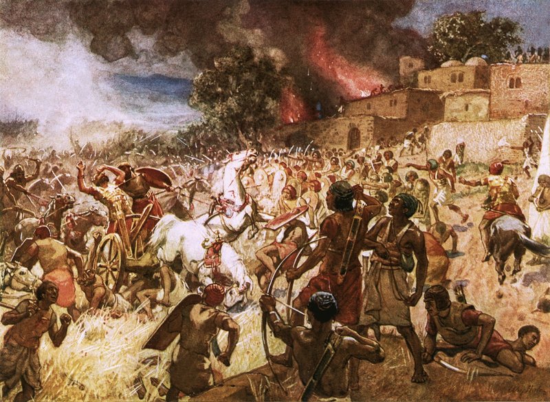 Kung Josias död i Megiddo av William Brassey Hole