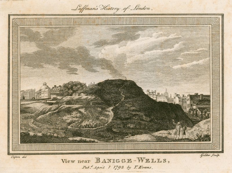 Utsikt över Bagnigge Wells, nära Battle Bridge, Islington, London av William Capon